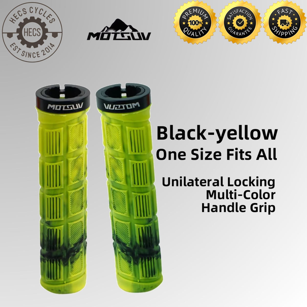 Motsuv Bicycle Handlebar Grips Lock-On Anti-Slip Soft Silicone Rubber MTB Mountain Bike Cycling Grips with Aluminium Alloy Clamps