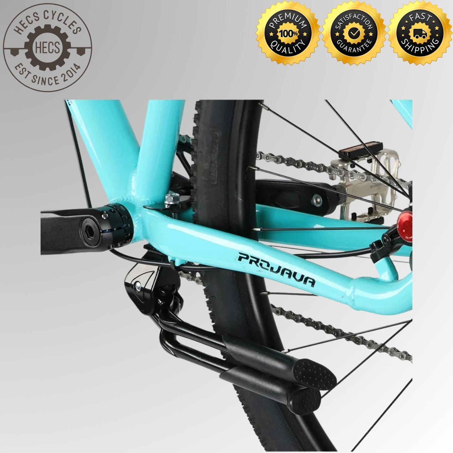 Adjustable Double Kickstand for Foldables & Mountain Bikes Mid-Mount Bicycle Parking Stand with Foot Rest