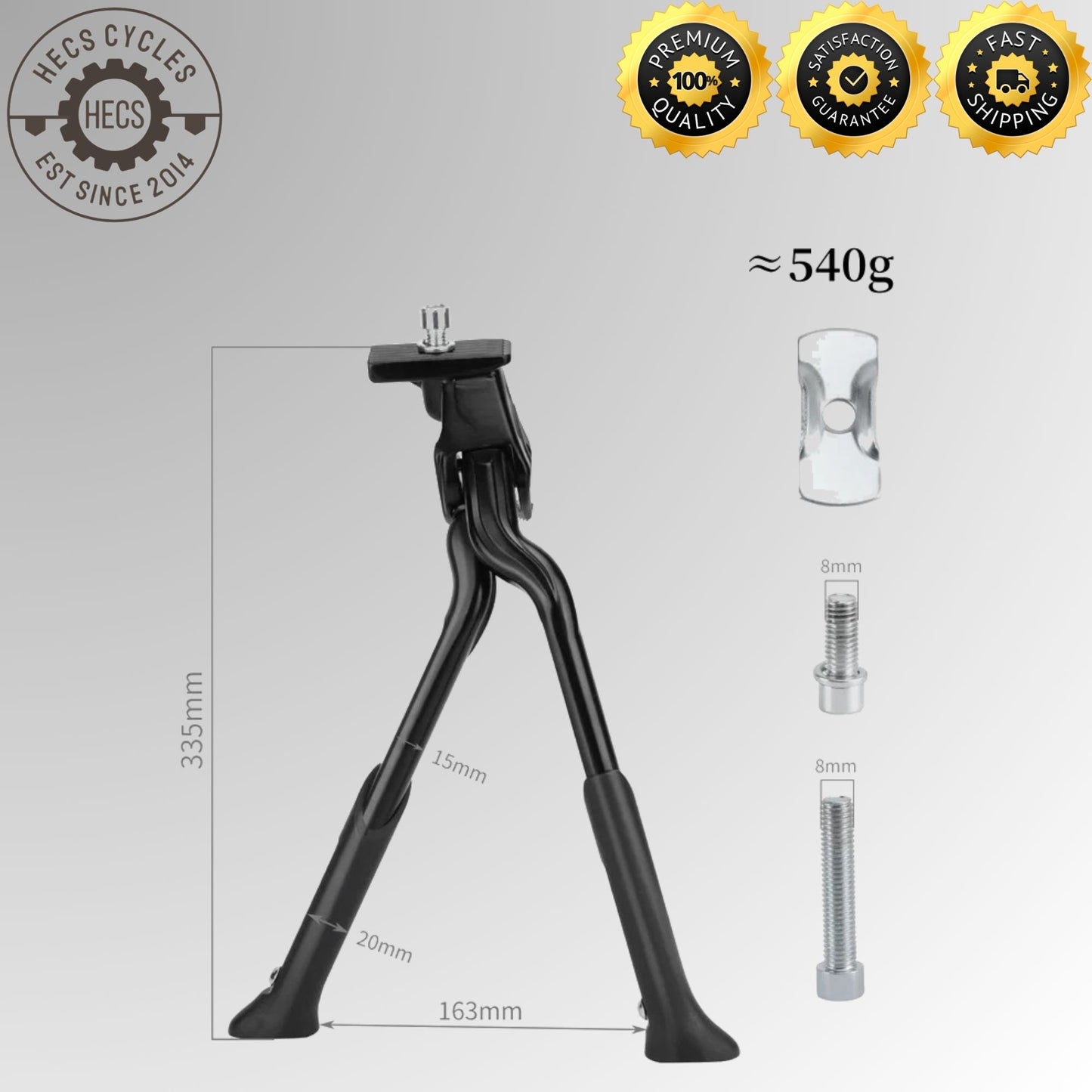 Adjustable Double Kickstand for Foldables & Mountain Bikes Mid-Mount Bicycle Parking Stand with Foot Rest