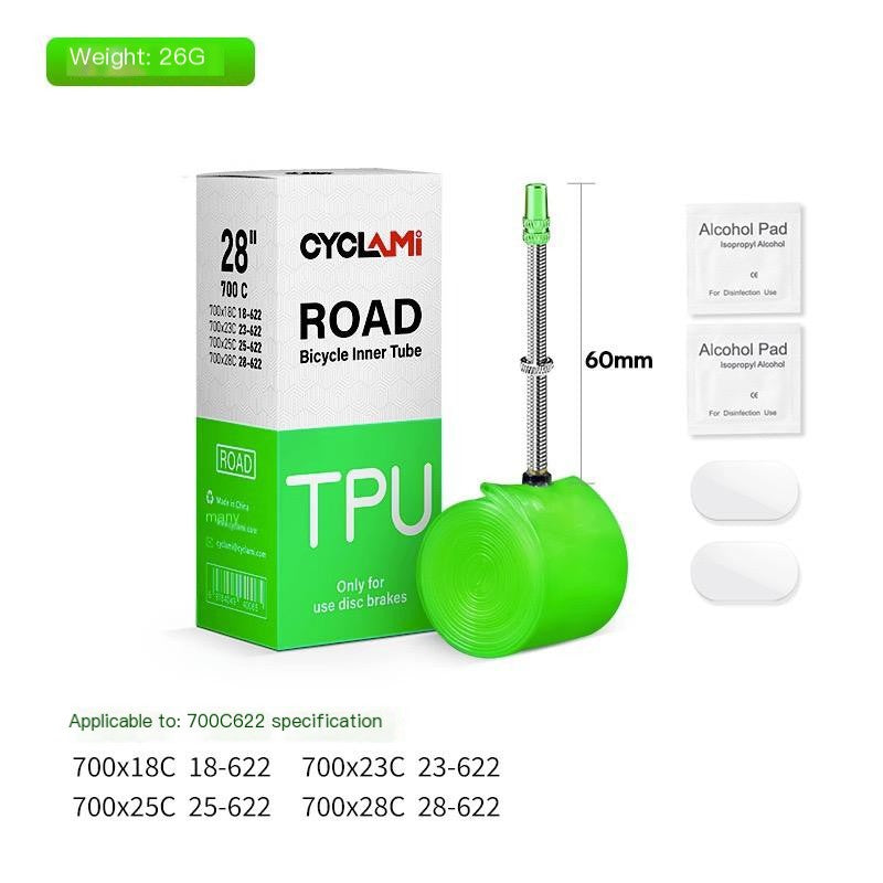 CYCLami Ultralight TPU Bike Inner Tube, 700 x 18/25/28/32, 26", 27.5", 29" Road and MTB Bicycle Tire