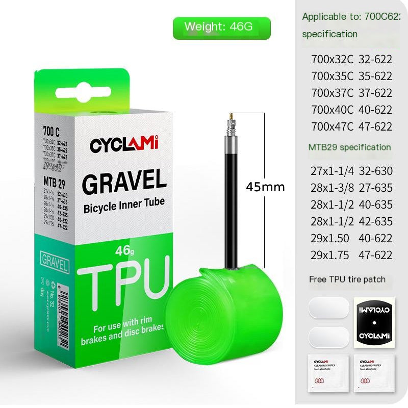 CYCLami Ultralight TPU Bike Inner Tube, 700 x 18/25/28/32, 26", 27.5", 29" Road and MTB Bicycle Tire