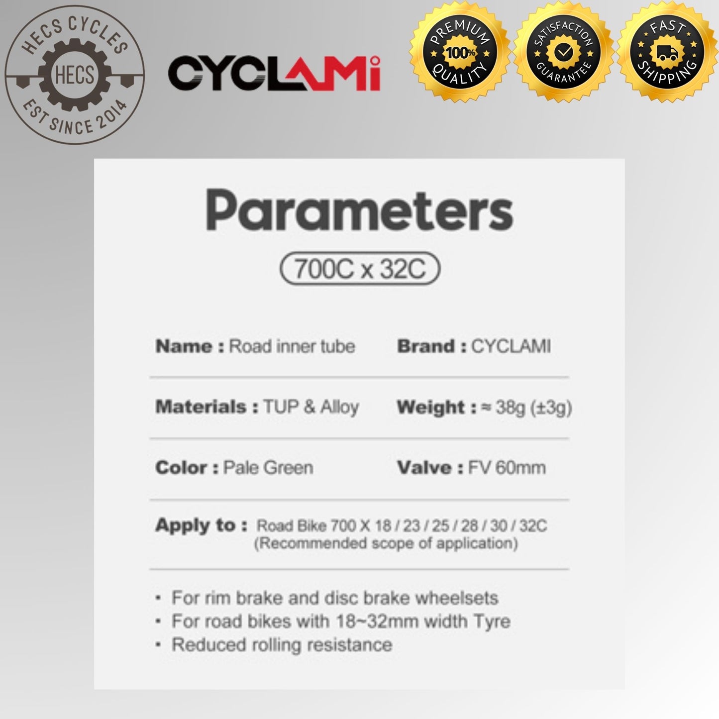 CYCLami Ultralight TPU Bike Inner Tube, 700 x 18/25/28/32, 26", 27.5", 29" Road and MTB Bicycle Tire