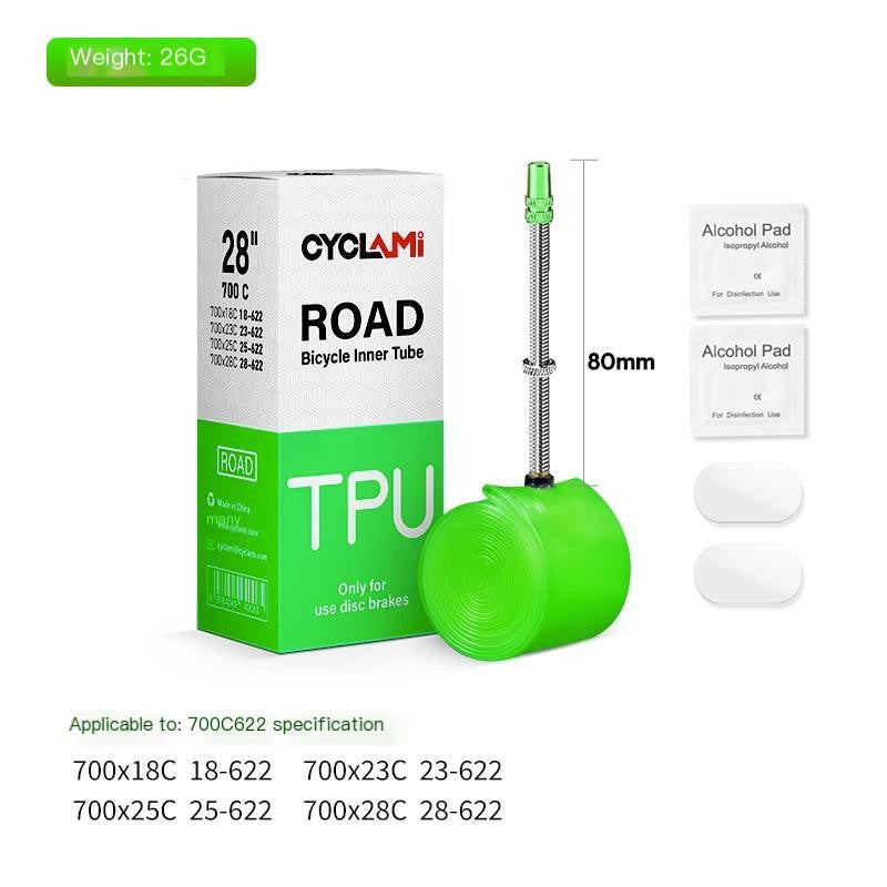 CYCLami Ultralight TPU Bike Inner Tube, 700 x 18/25/28/32, 26", 27.5", 29" Road and MTB Bicycle Tire