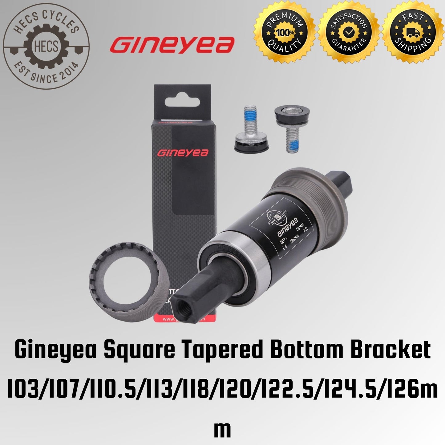 Gineyea Square Tapered Bottom Bracket 103/107/110.5/113/118/120/122.5/124.5/126mm