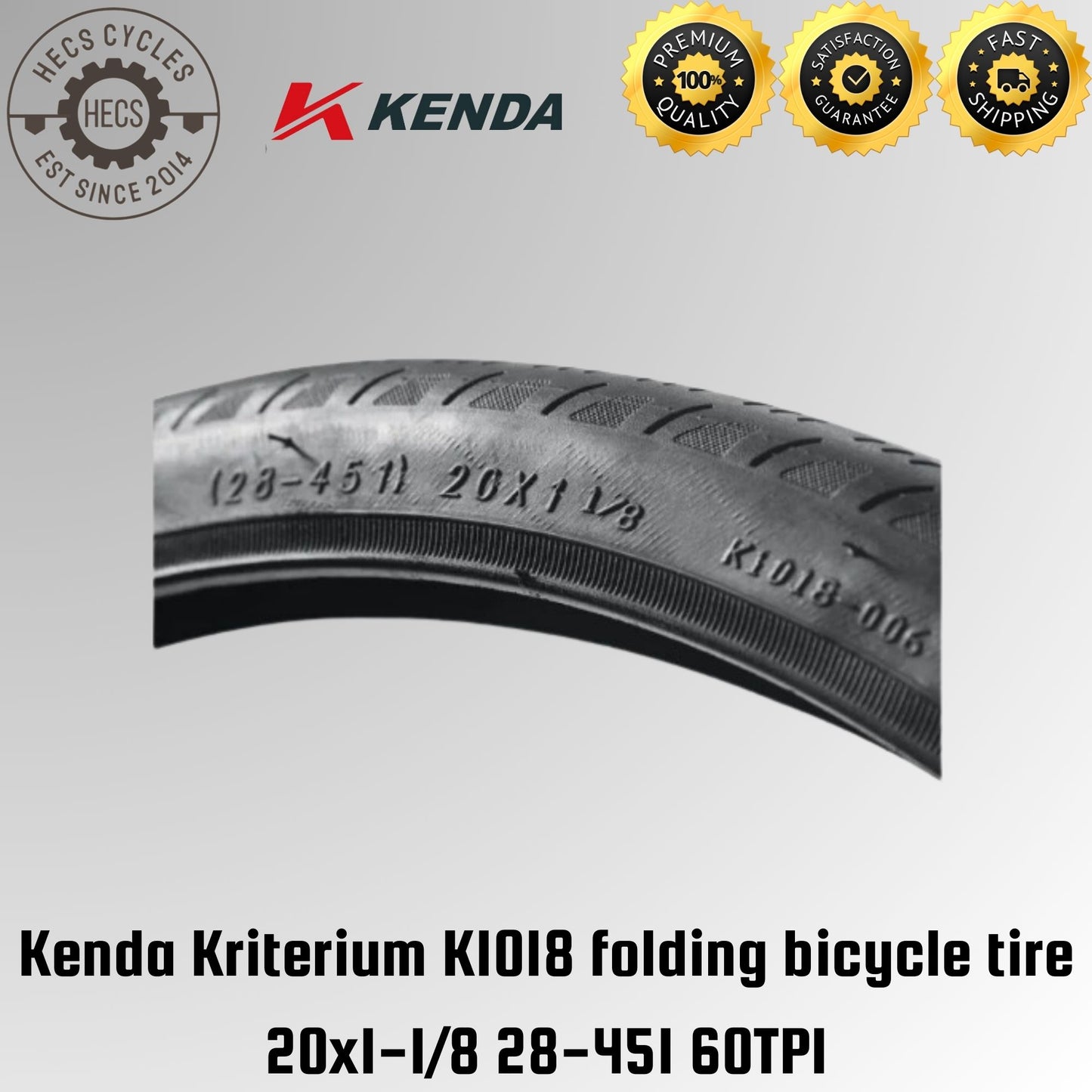 Kenda Kriterium K1018 folding bicycle tire 20x1-1/8 28-451 60TPI