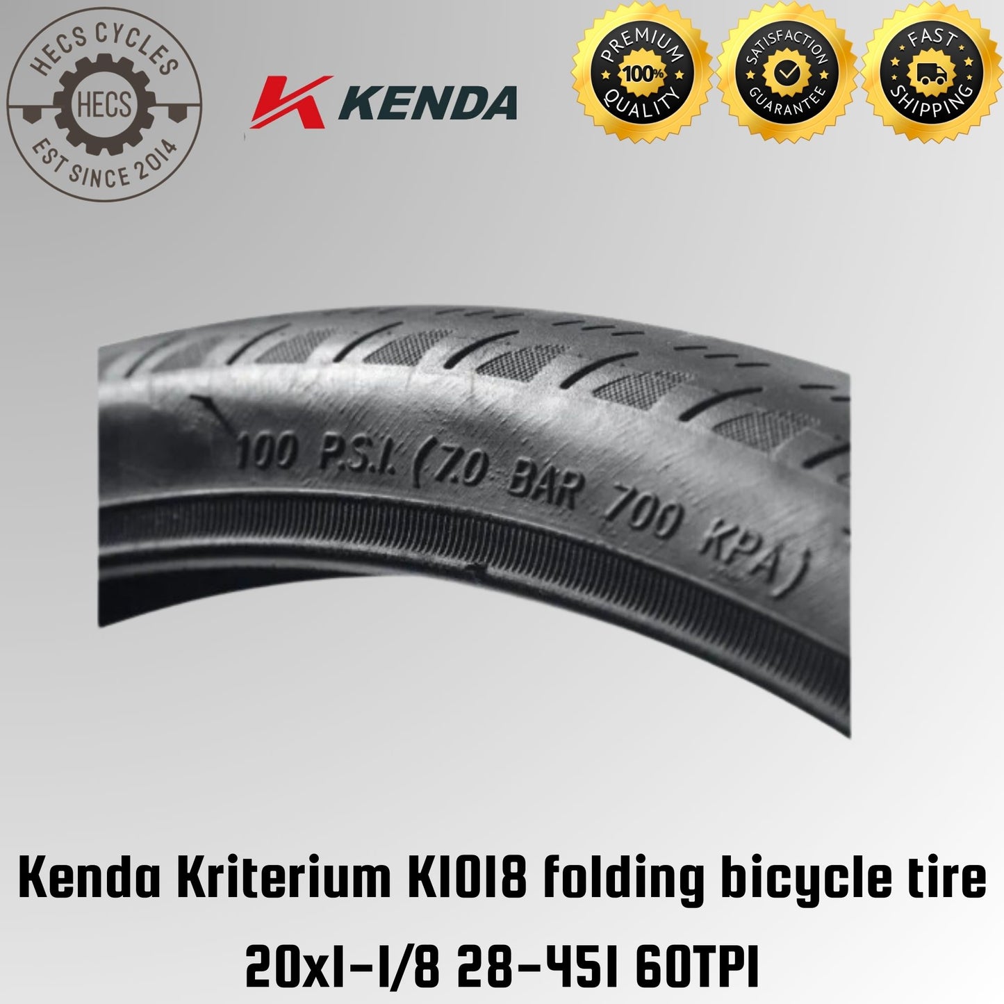 Kenda Kriterium K1018 folding bicycle tire 20x1-1/8 28-451 60TPI