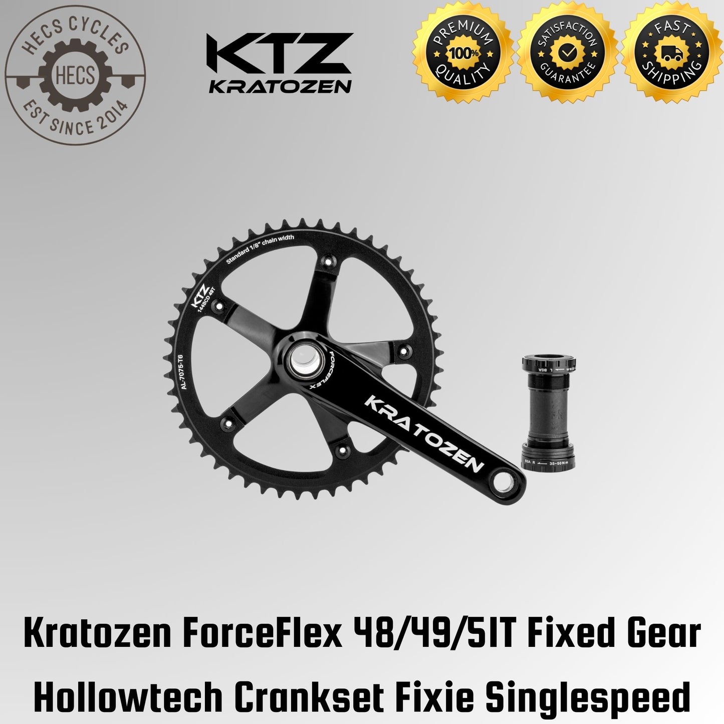 Kratozen ForceFlex Hollowtech Fixed Gear Fixie Crankset