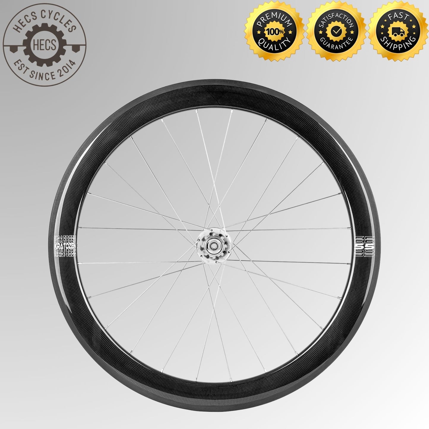 Kratozen 55mm 3k Gloss Carbon Track Wheelset