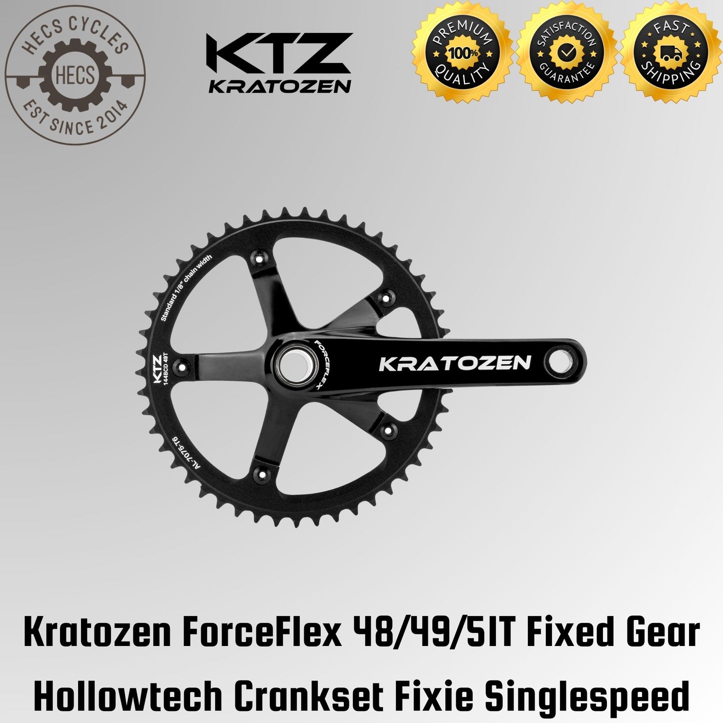 Kratozen ForceFlex Hollowtech Fixed Gear Fixie Crankset