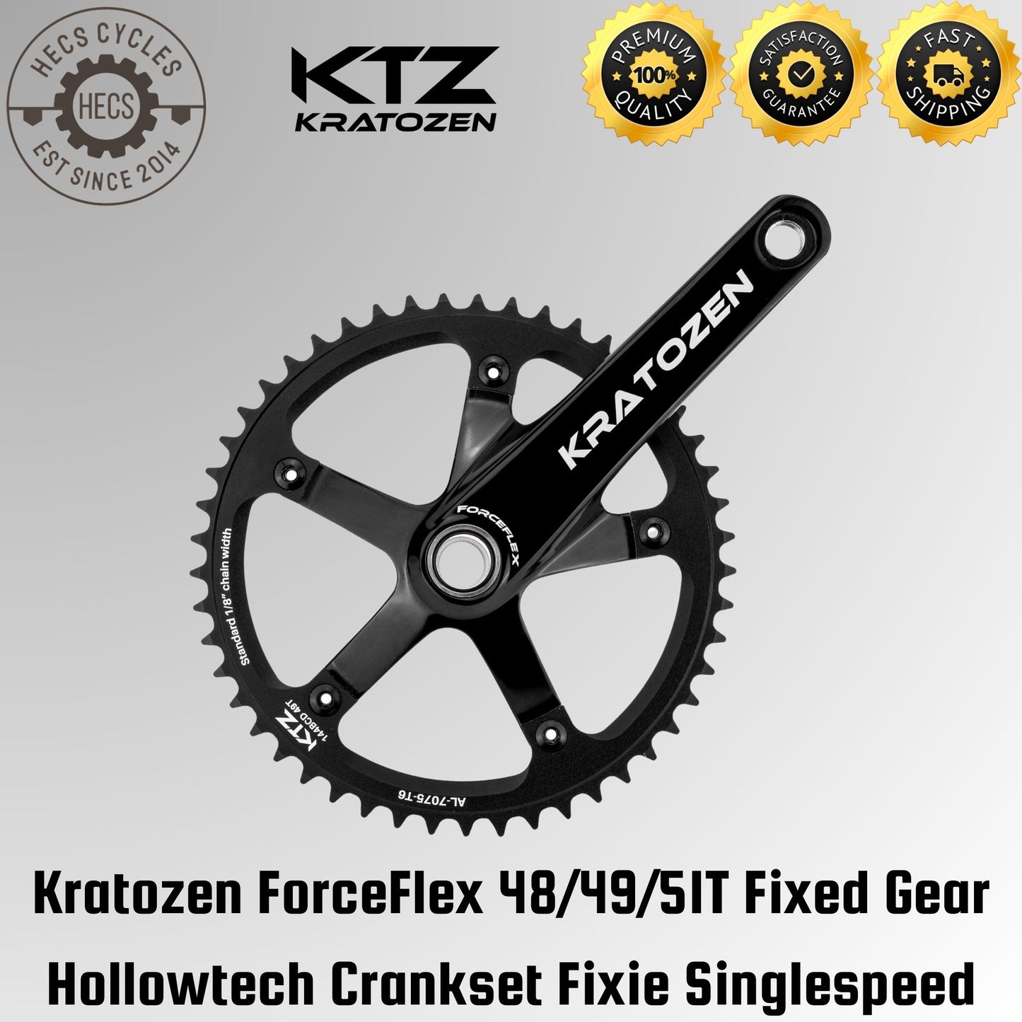 Kratozen ForceFlex Hollowtech Fixed Gear Fixie Crankset