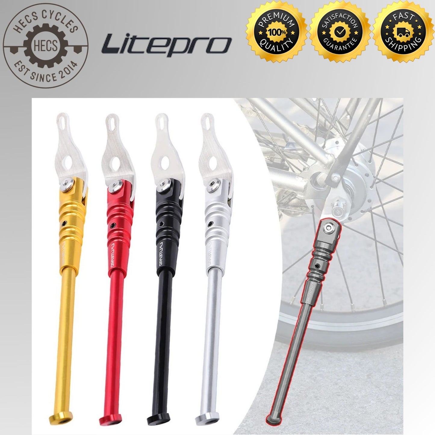 Litepro Aluminum Alloy Kickstand Adjustable Folding Foldable Bike Bicycle Stand for Brompton