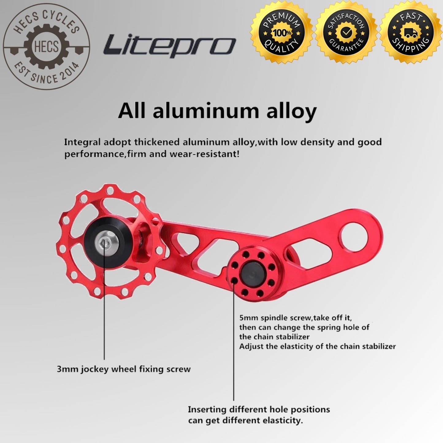 Litepro Chain Tensioner & Rear Derailleur – CNC Alloy Chain Guide Pulley for Bromptom Folding Foldable Bikes