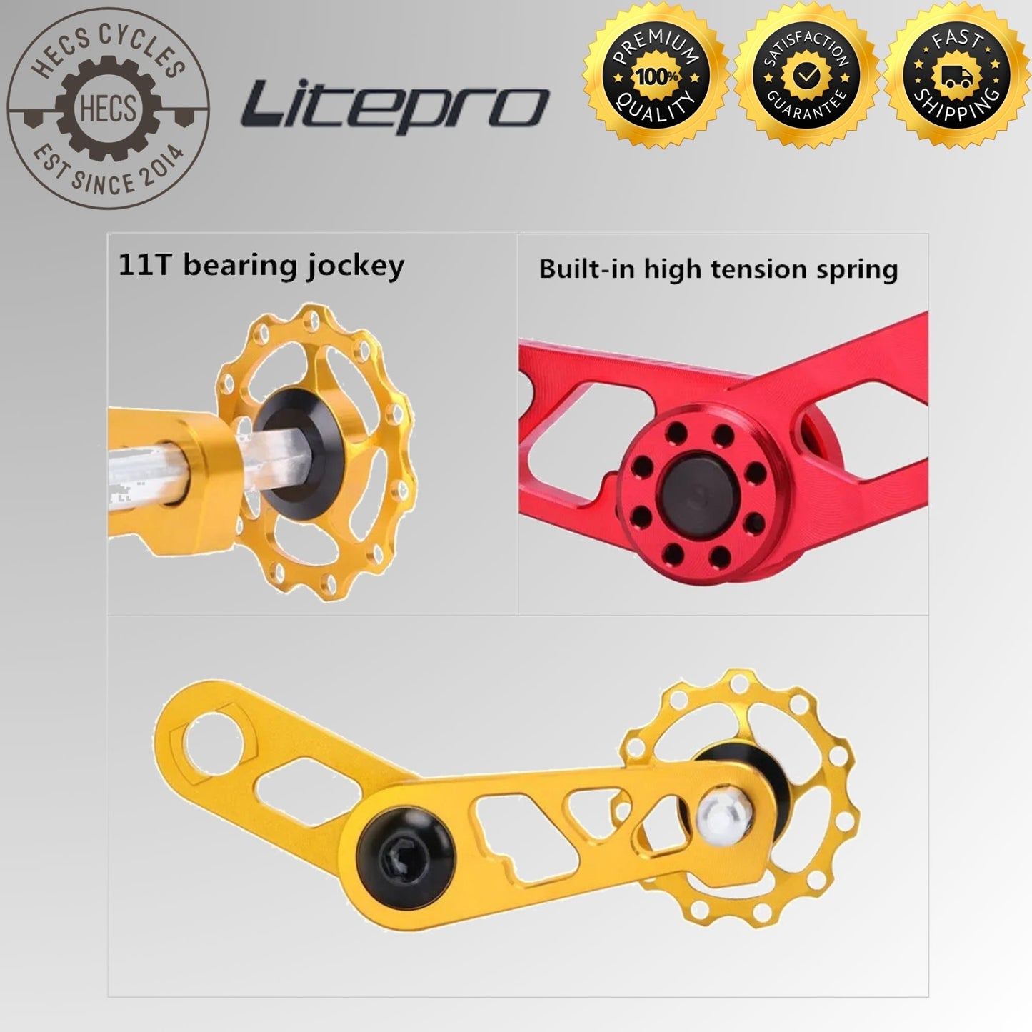 Litepro Chain Tensioner & Rear Derailleur – CNC Alloy Chain Guide Pulley for Bromptom Folding Foldable Bikes