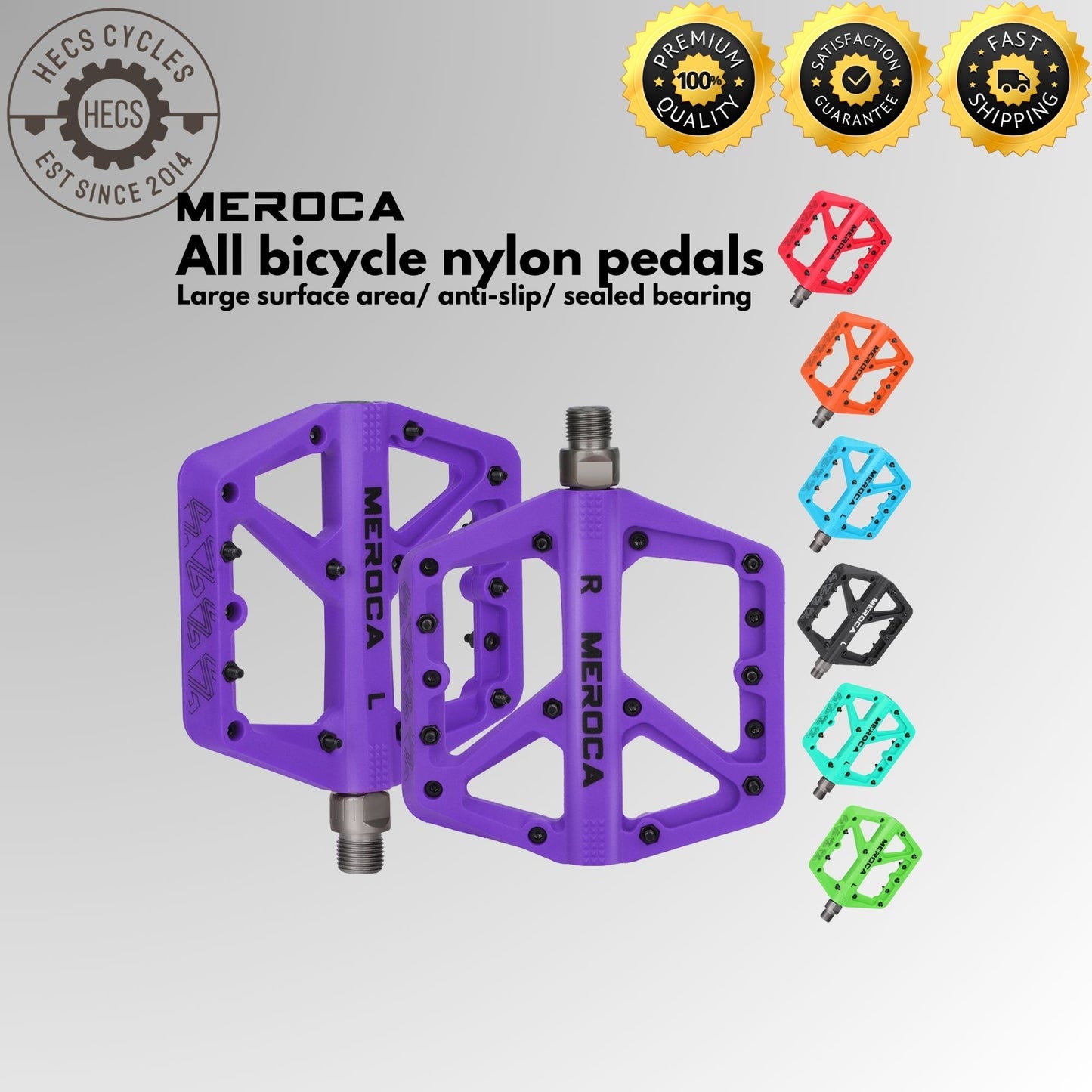 MEROCA Wide Nylon Platform Pedals Mountain Bike Road Bike Foldable MTB Bicycle Pedals