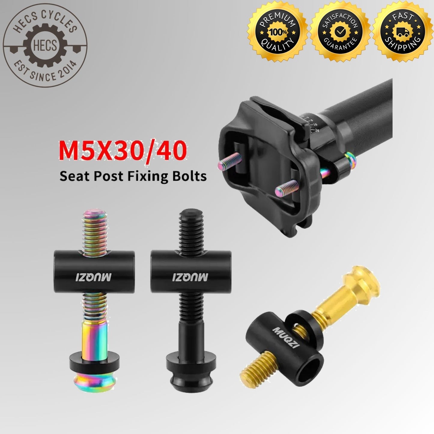 MUQZI 2Pcs Seatpost Bolts TC4 Titanium Alloy M5x30/40MM Bicycle Saddle Fixed Bolts Screws
