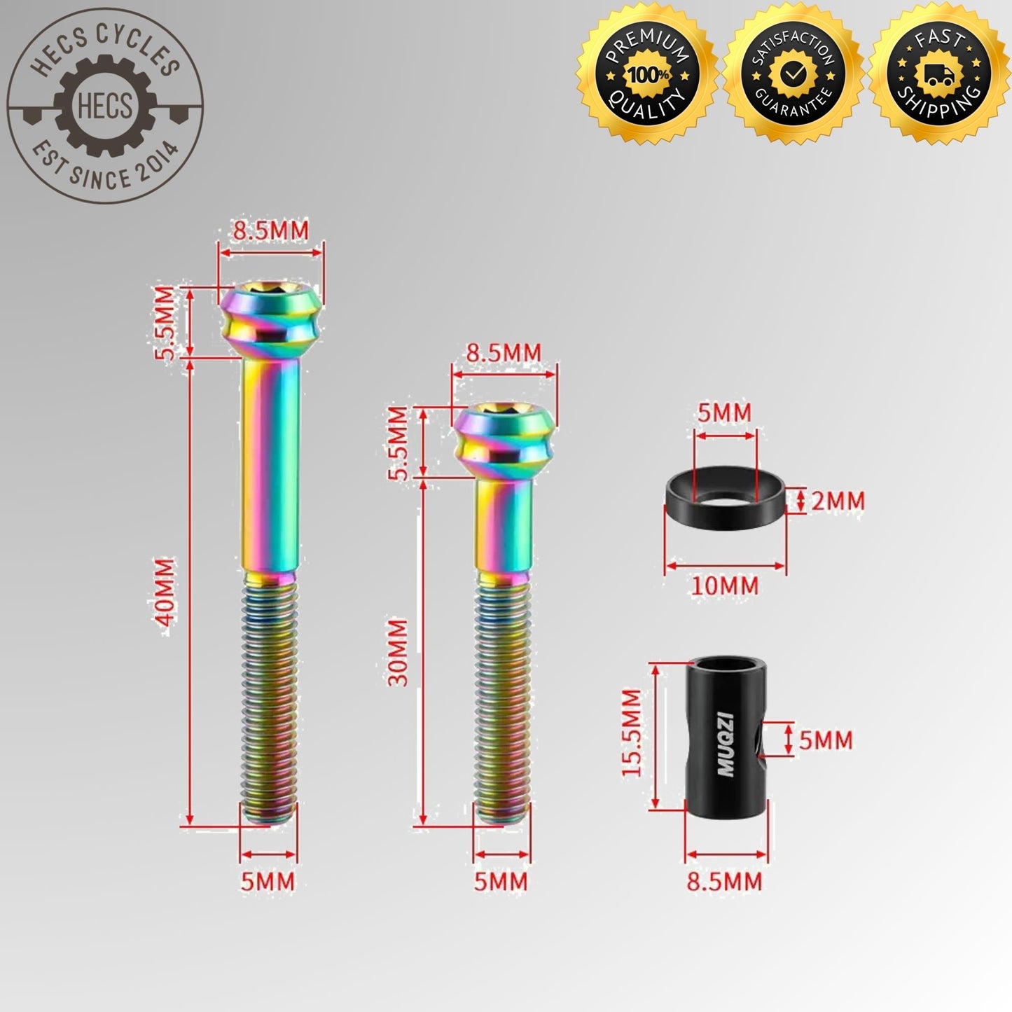 MUQZI 2Pcs Seatpost Bolts TC4 Titanium Alloy M5x30/40MM Bicycle Saddle Fixed Bolts Screws