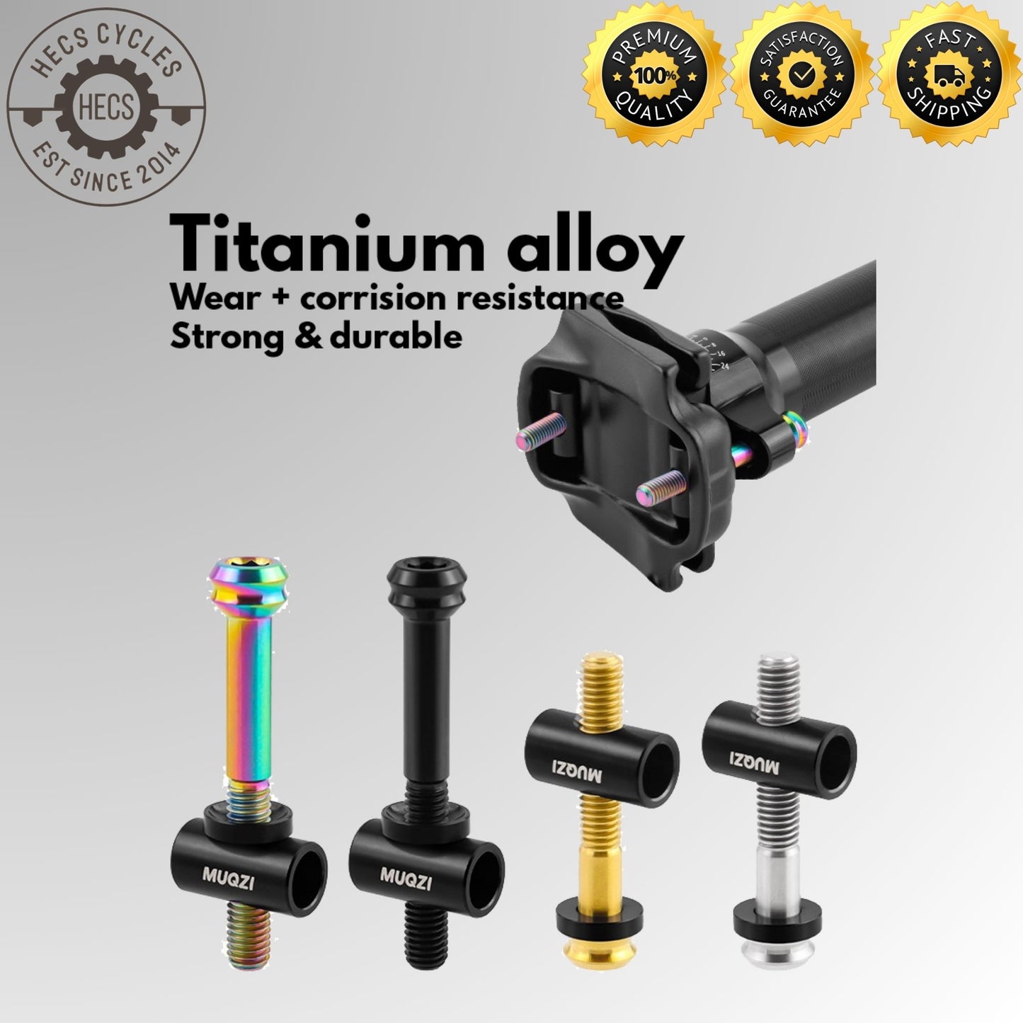 MUQZI 2Pcs Seatpost Bolts TC4 Titanium Alloy M5x30/40MM Bicycle Saddle Fixed Bolts Screws