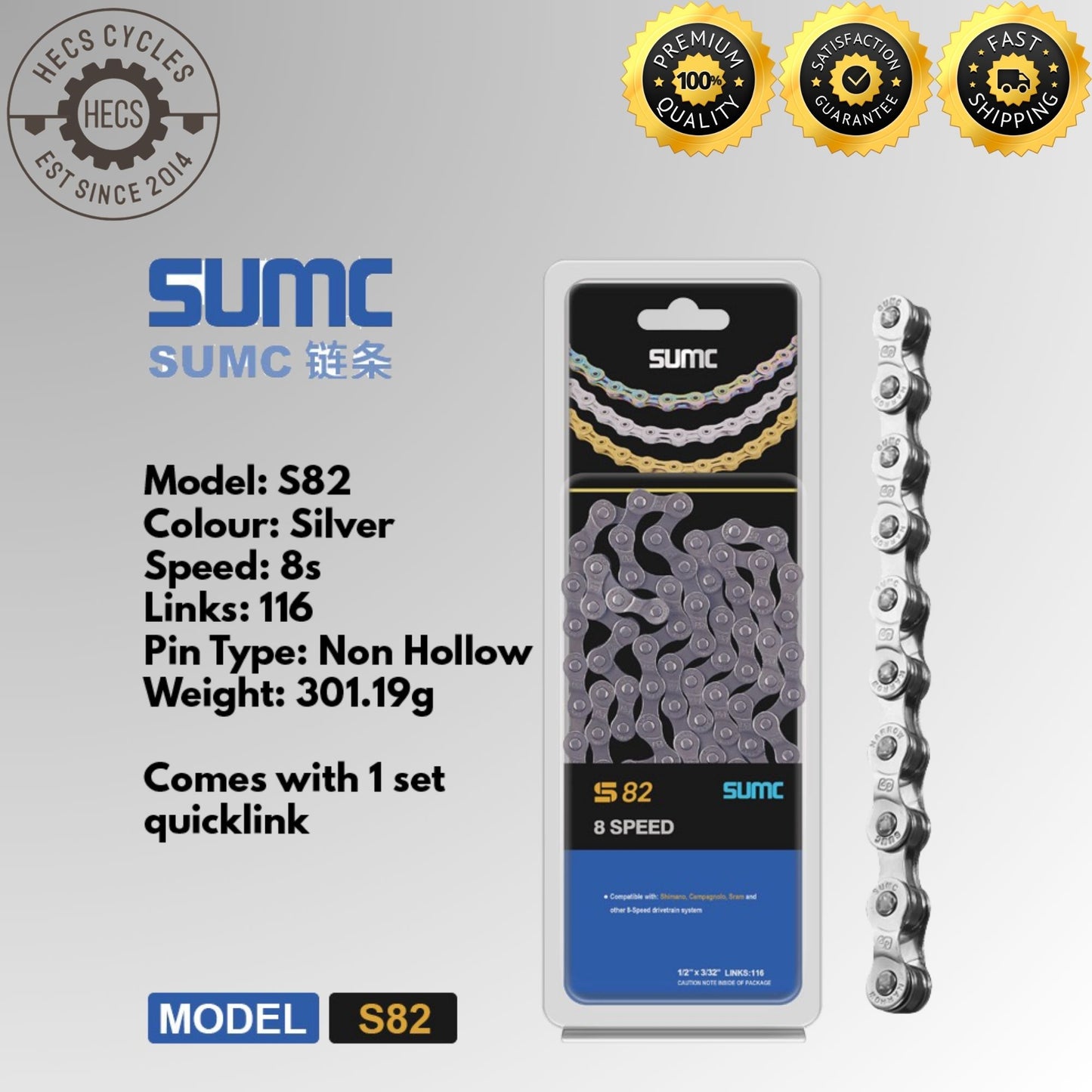 SUMC Bicycle Chain 8S 9S 10S 11S 12S 13S Silver Gold Foldable Road Mountain Bike Bicycle