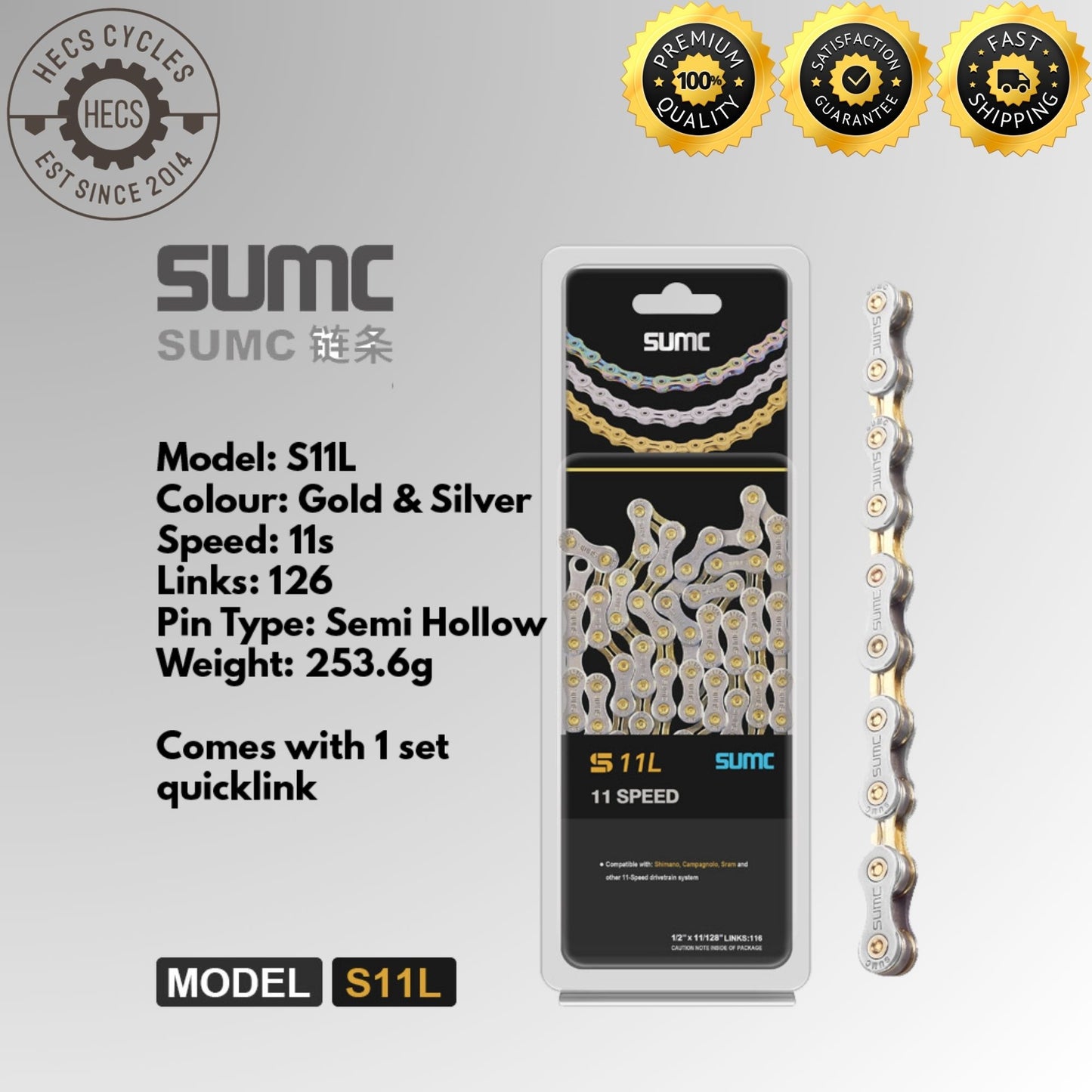 SUMC Bicycle Chain 8S 9S 10S 11S 12S 13S Silver Gold Foldable Road Mountain Bike Bicycle