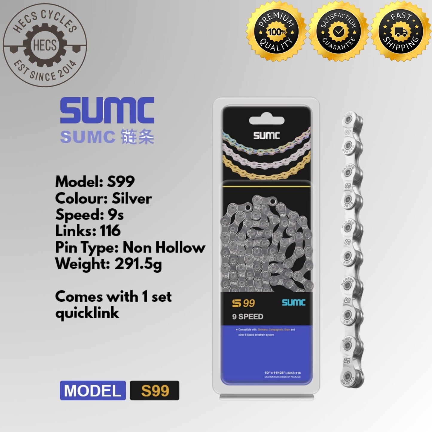 SUMC Bicycle Chain 8S 9S 10S 11S 12S 13S Silver Gold Foldable Road Mountain Bike Bicycle