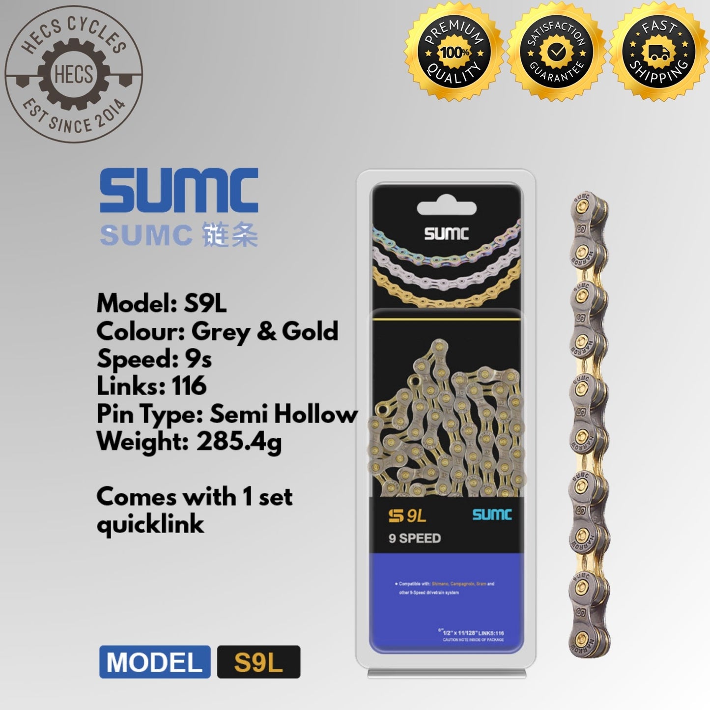 SUMC Bicycle Chain 8S 9S 10S 11S 12S 13S Silver Gold Foldable Road Mountain Bike Bicycle