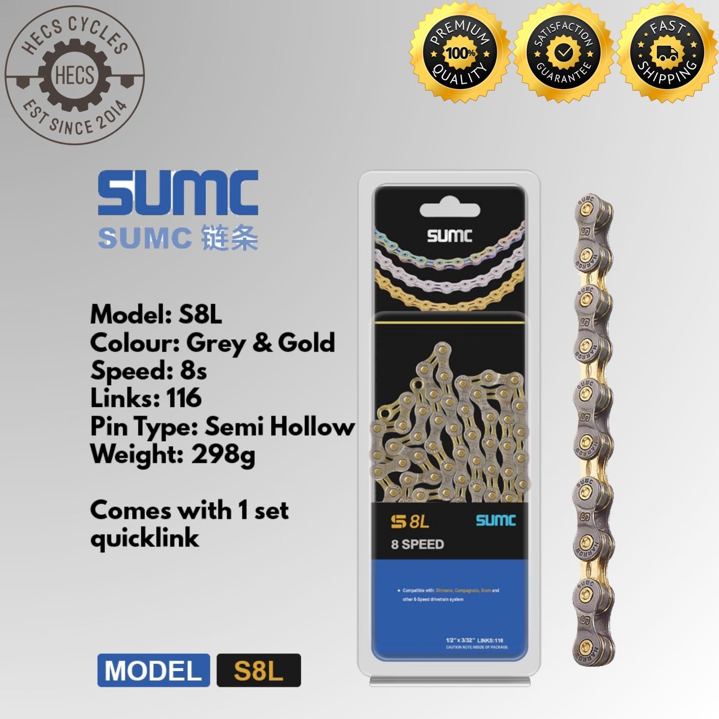 SUMC Bicycle Chain 8S 9S 10S 11S 12S 13S Silver Gold Foldable Road Mountain Bike Bicycle