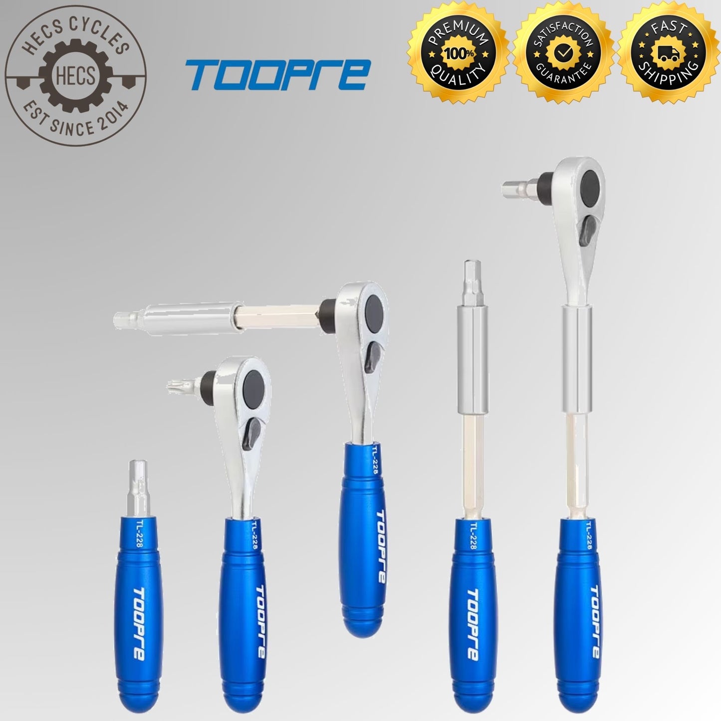TOOPRE Portable Bicycle Ratchet Wrench Set Multifunctional Compact Repair Toolkit Tire Repair Tool for Cycling Essential