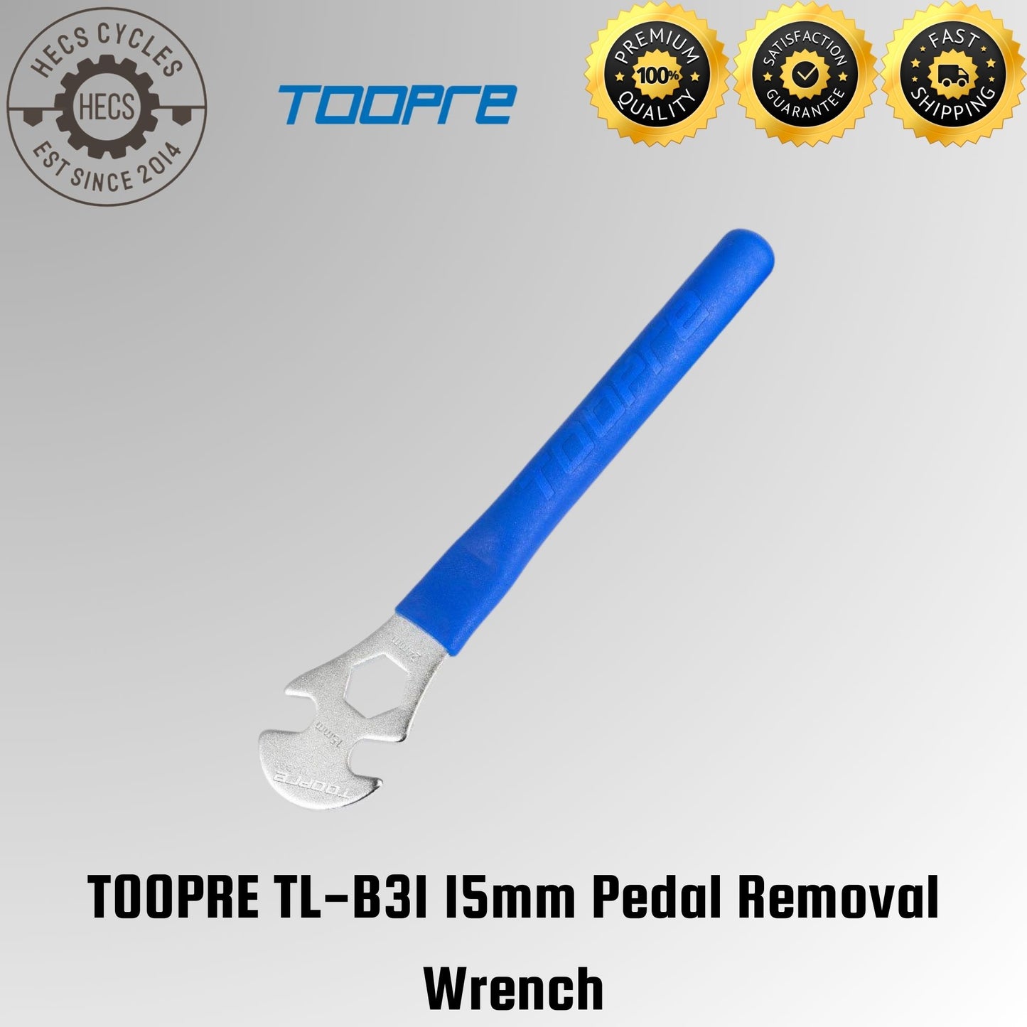 TOOPRE TL-B31 15mm Pedal Removal Wrench Heavy-Duty Bike Repair Tool with Extended Non-Slip Handle for Easy Disassembly