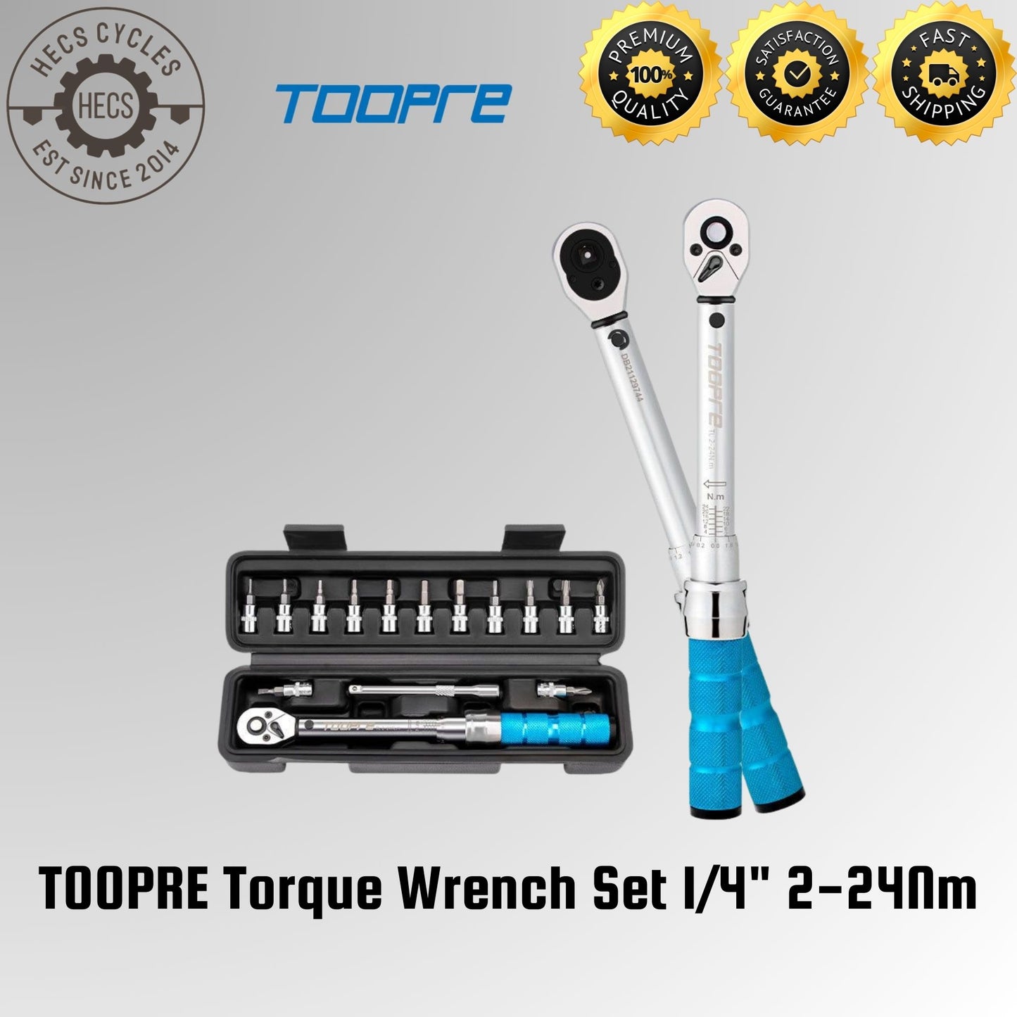 TOOPRE Torque Wrench Set 1/4" 2-24Nm Bike Maintenance Tool with Allen, Torx & Screwdriver Bits