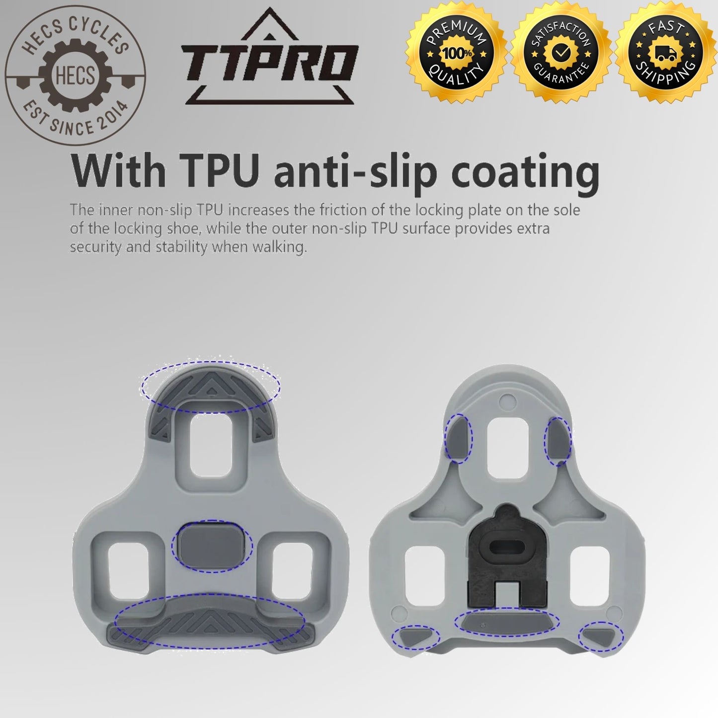 TTPRO Road Bike Look KEO Pedal Cleats 0°/4.5°/9° Adjustable Float