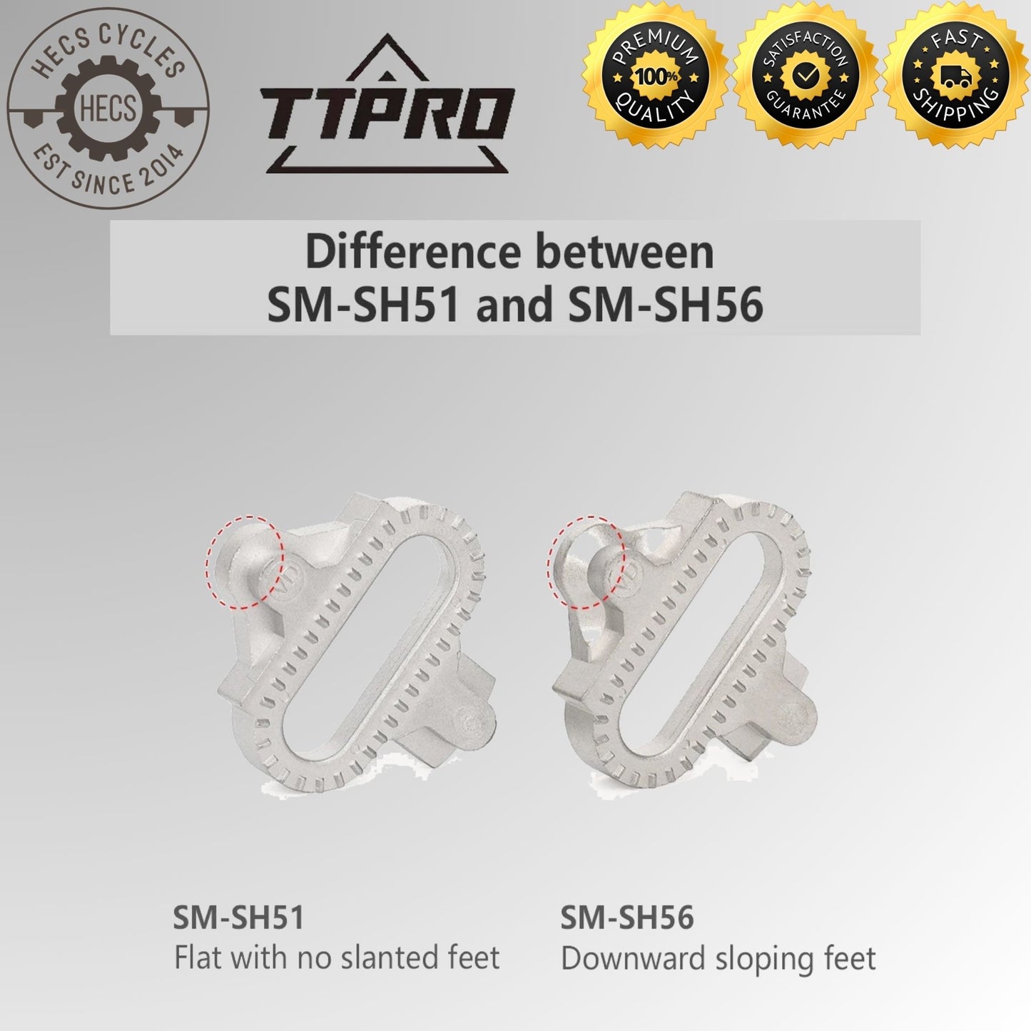TTPRO SH51/SH56 SPD Pedal Cleats Set Single & Multi Release Mountain Bike Cleats Compatible with Shimano SPD Shoes