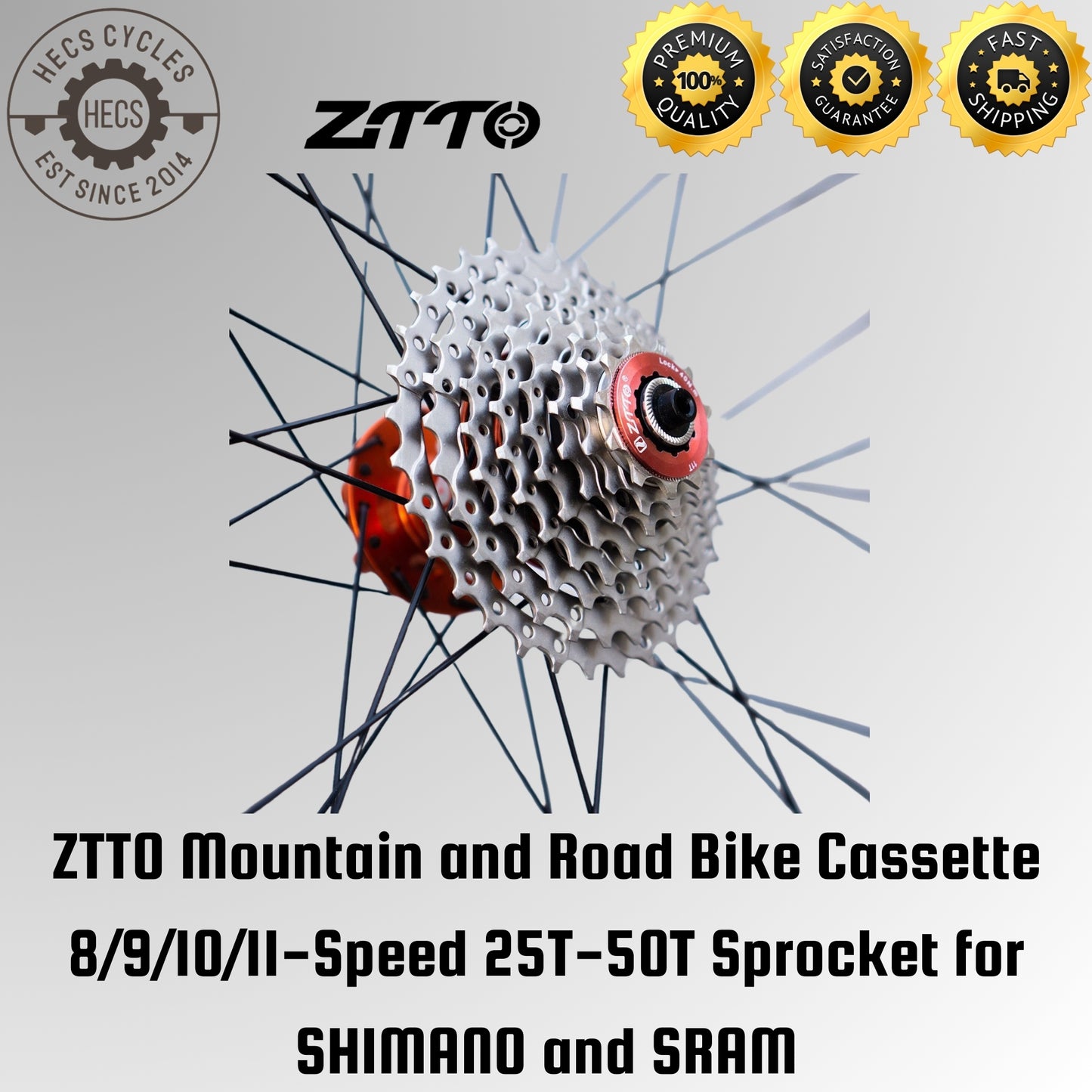 ZTTO Mountain and Road Bike Cassette 8/9/10/11-Speed 25T-50T Sprocket for SHIMANO and SRAM