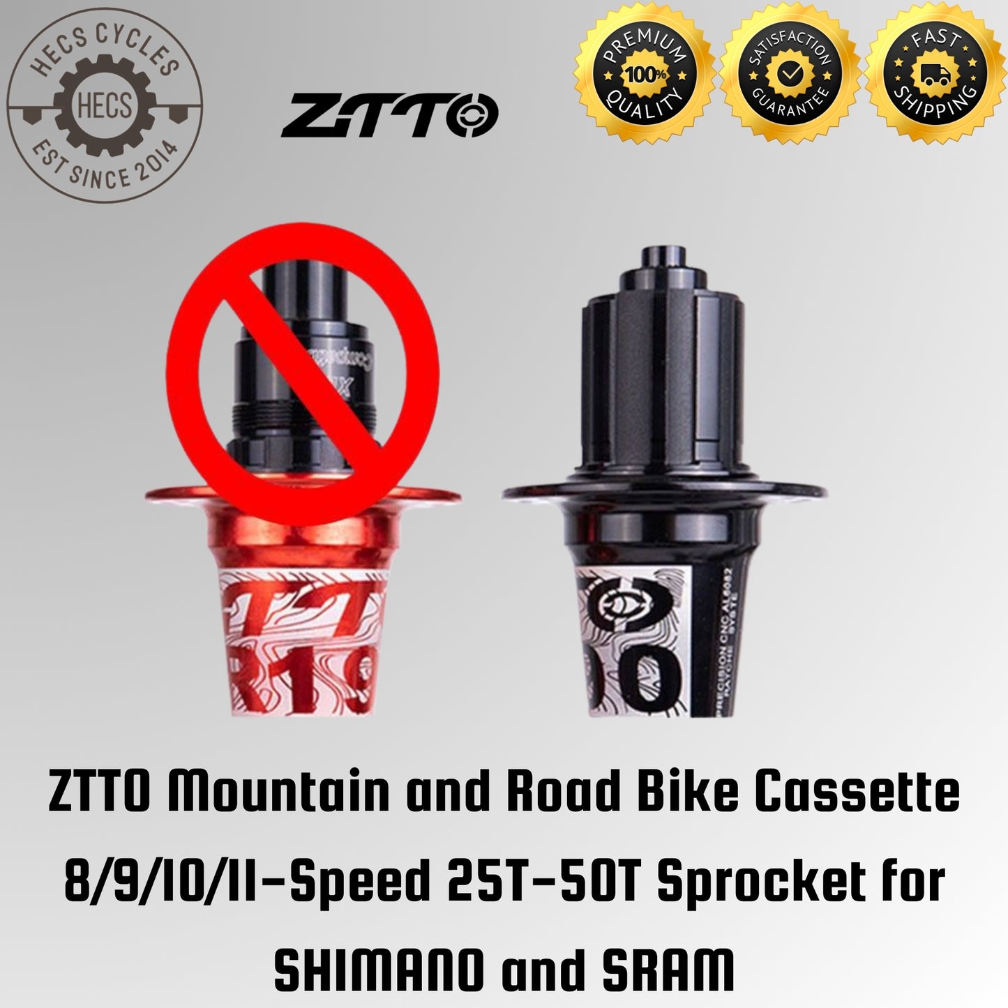 ZTTO Mountain and Road Bike Cassette 8/9/10/11-Speed 25T-50T Sprocket for SHIMANO and SRAM