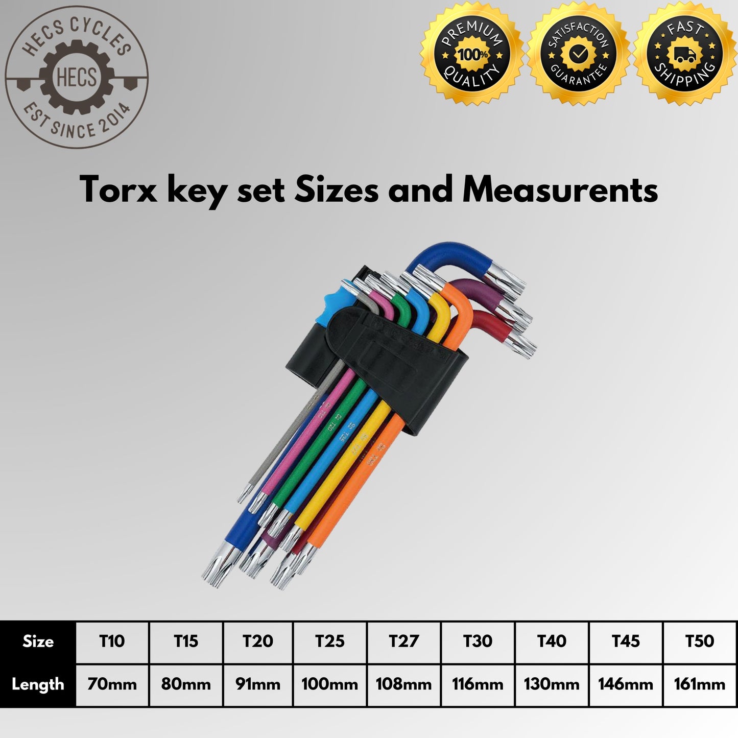 9 Pieces Allen Key Torx Key Set 1.5-10mm T10-T50 Star Allen Key