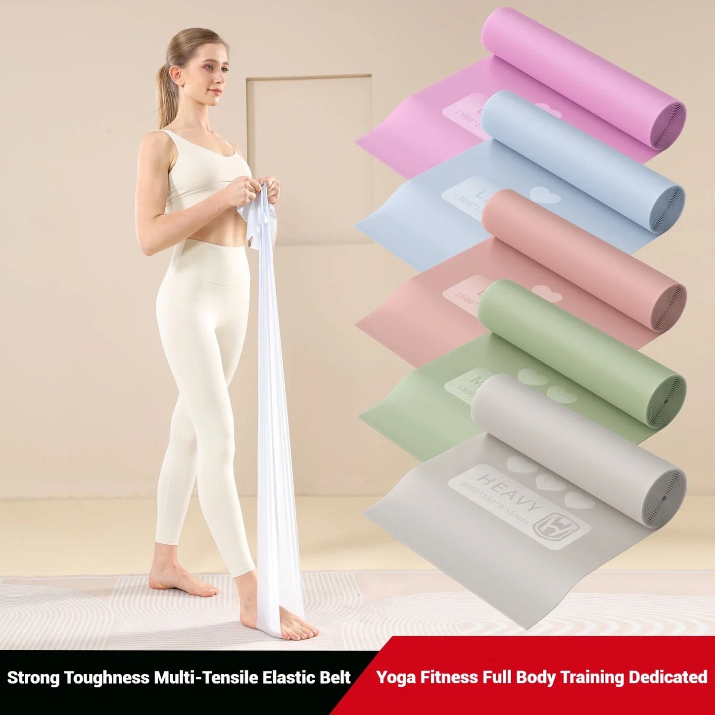 Yoga Home Stretching Flat Resistance Band Strap for Ladies Fitness Dance Stretch Strap