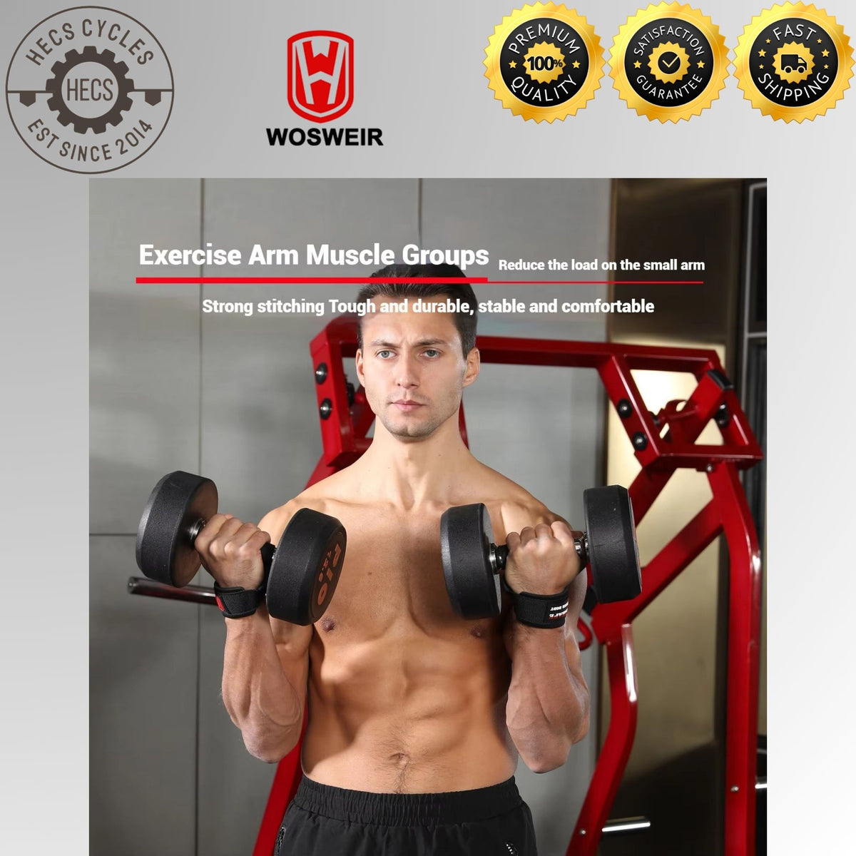 WOSWEIR Weightlifting Wrist Straps with Palm Support Heavy Duty Grip Straps for Pull Ups Deadlift Dumbbell Barbell Gym Training