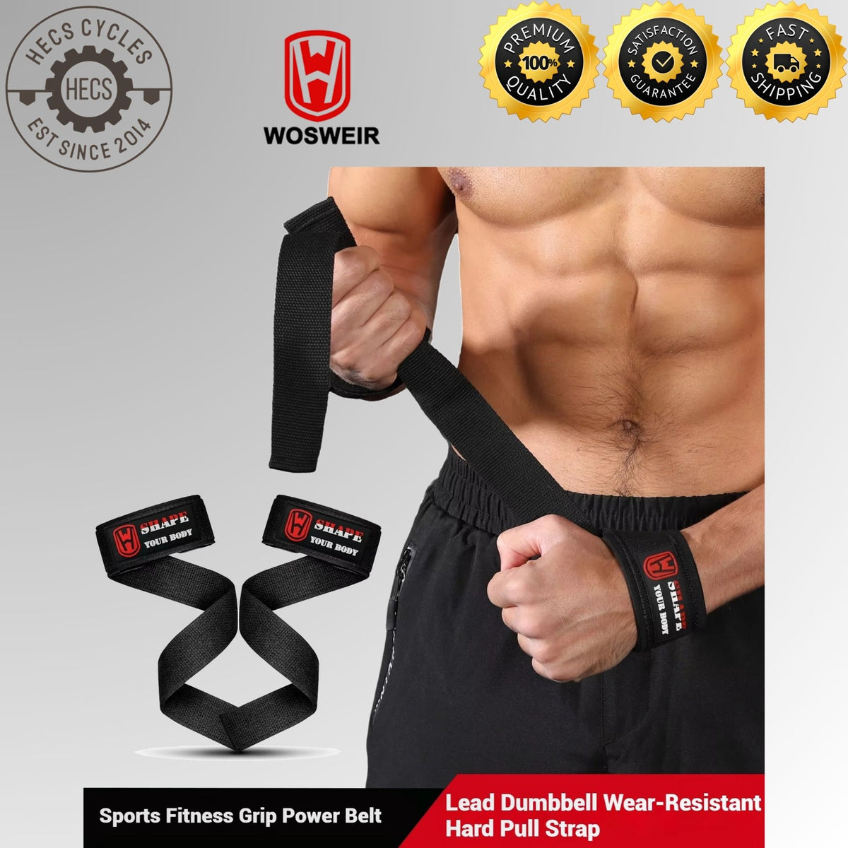 WOSWEIR Weightlifting Wrist Straps with Palm Support Heavy Duty Grip Straps for Pull Ups Deadlift Dumbbell Barbell Gym Training