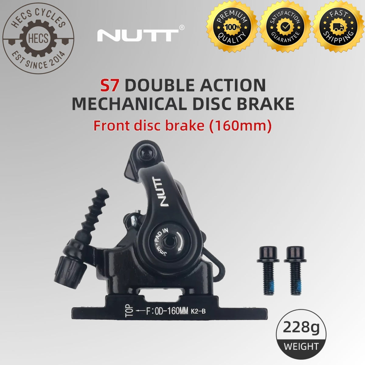 NUTT S7 Road Bike Mechanical Disc Brake Caliper Dual Piston Flat Mount 140 160mm Front Rear Cable Pull