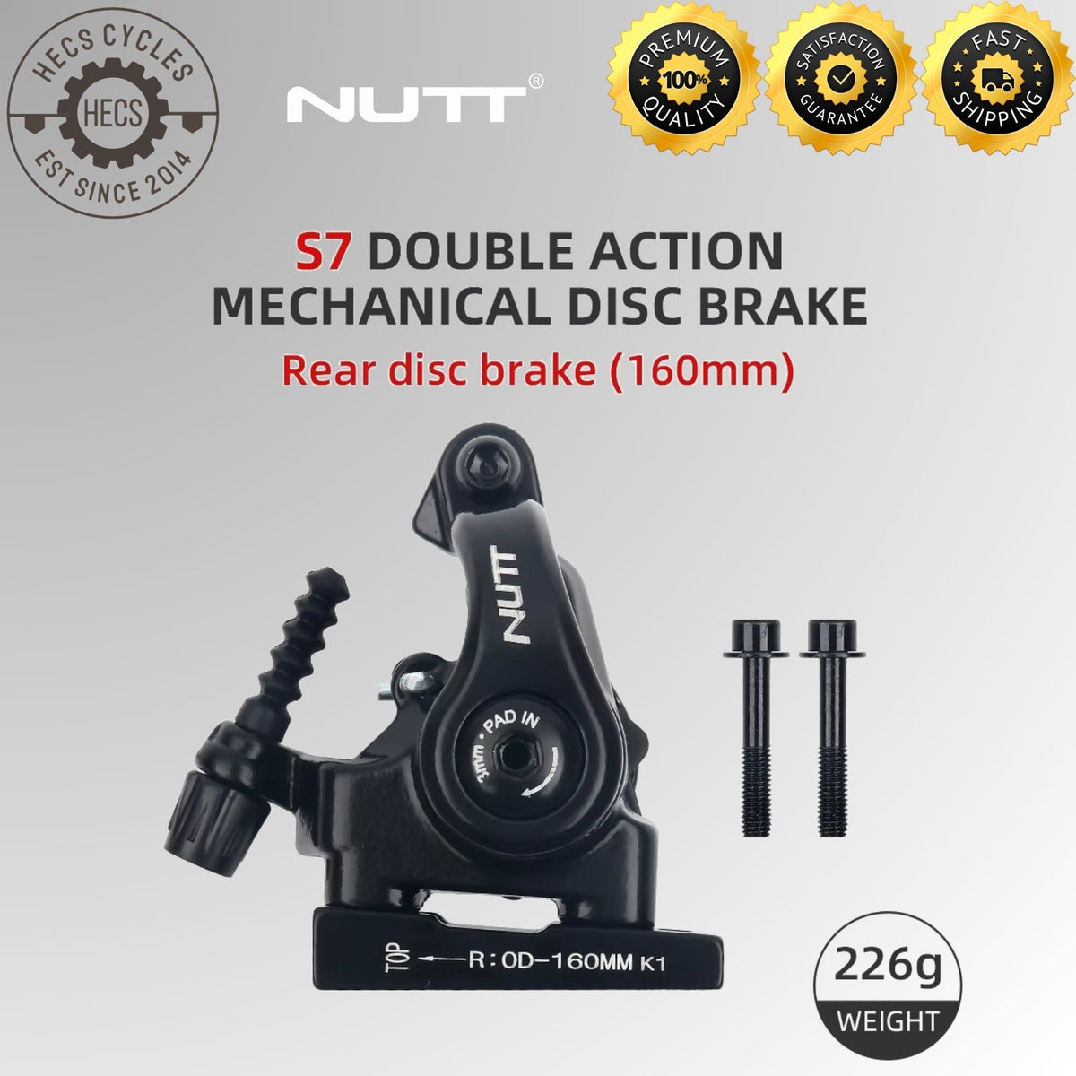 NUTT S7 Road Bike Mechanical Disc Brake Caliper Dual Piston Flat Mount 140 160mm Front Rear Cable Pull