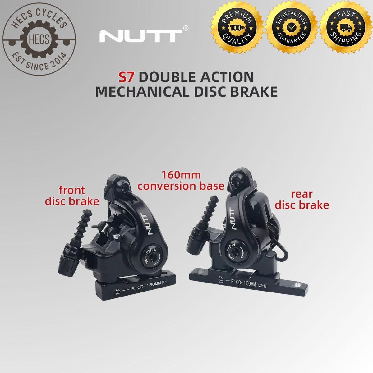 NUTT S7 Road Bike Mechanical Disc Brake Caliper Dual Piston Flat Mount 140 160mm Front Rear Cable Pull