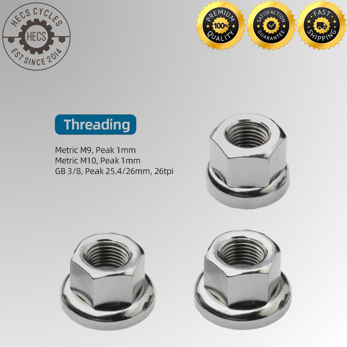 Fixed Gear Bicycle Hub Axle Nuts M9*1.0 M10*1.0 3/8"*26TPI Anti-Slip Front Rear Wheel Locking Nuts