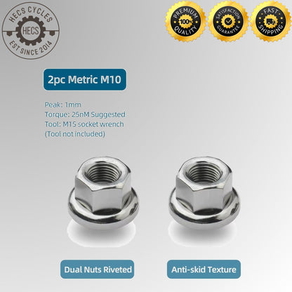 Fixed Gear Bicycle Hub Axle Nuts M9*1.0 M10*1.0 3/8"*26TPI Anti-Slip Front Rear Wheel Locking Nuts