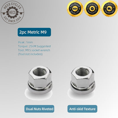 Fixed Gear Bicycle Hub Axle Nuts M9*1.0 M10*1.0 3/8"*26TPI Anti-Slip Front Rear Wheel Locking Nuts