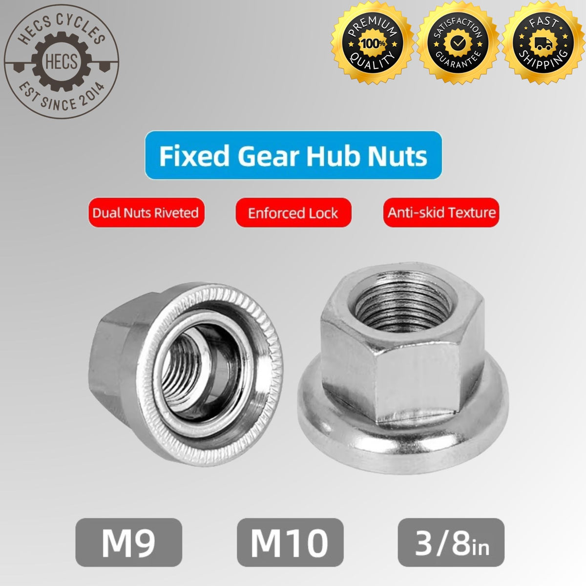 Fixed Gear Bicycle Hub Axle Nuts M9*1.0 M10*1.0 3/8"*26TPI Anti-Slip Front Rear Wheel Locking Nuts