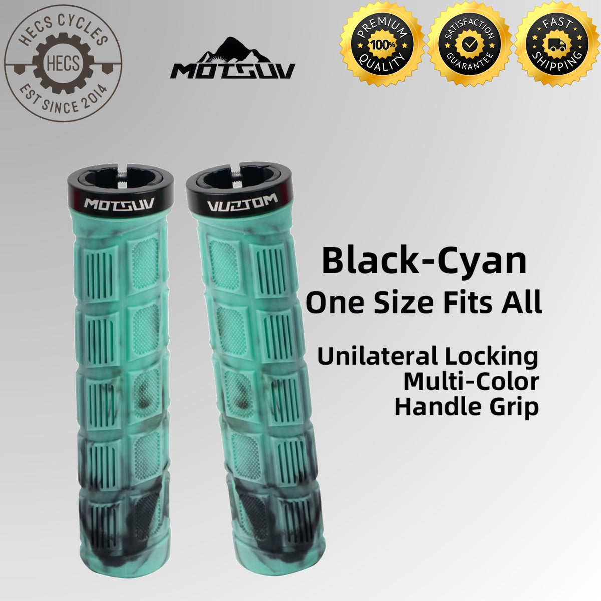 Motsuv Bicycle Handlebar Grips Lock-On Anti-Slip Soft Silicone Rubber MTB Mountain Bike Cycling Grips with Aluminium Alloy Clamps