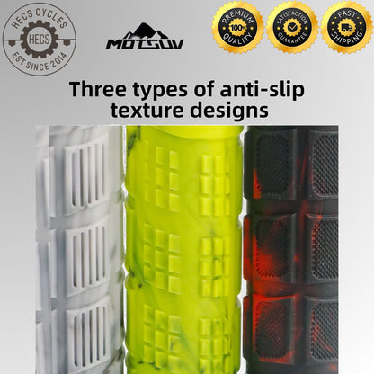 Motsuv Bicycle Handlebar Grips Lock-On Anti-Slip Soft Silicone Rubber MTB Mountain Bike Cycling Grips with Aluminium Alloy Clamps