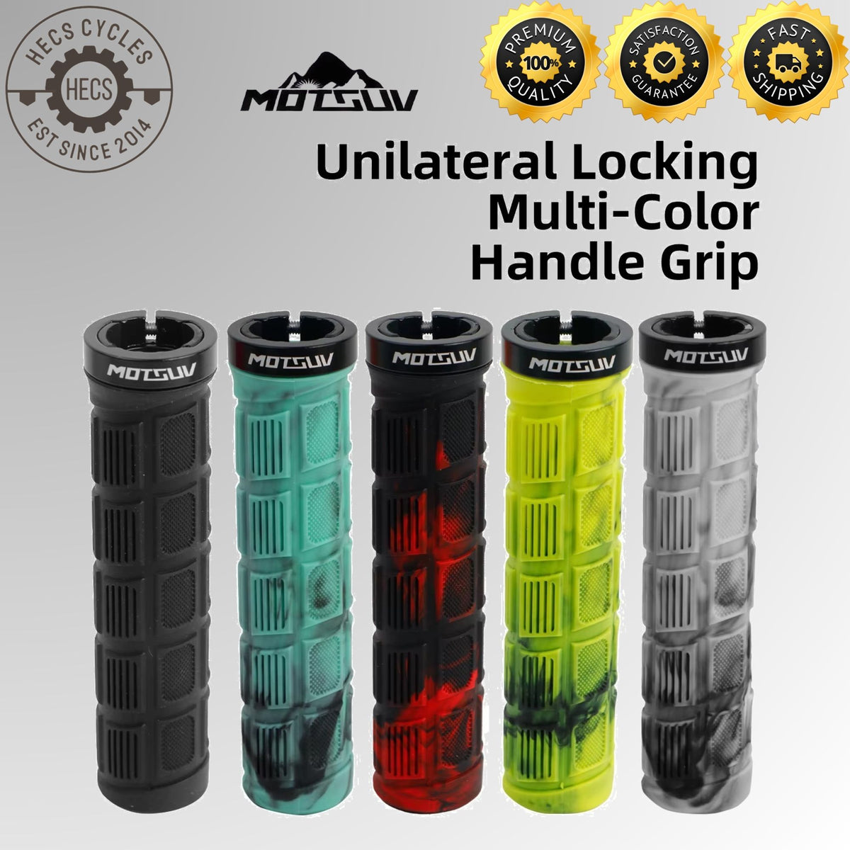 Motsuv Bicycle Handlebar Grips Lock-On Anti-Slip Soft Silicone Rubber MTB Mountain Bike Cycling Grips with Aluminium Alloy Clamps