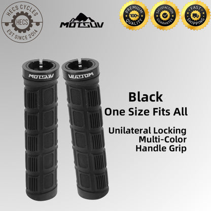 Motsuv Bicycle Handlebar Grips Lock-On Anti-Slip Soft Silicone Rubber MTB Mountain Bike Cycling Grips with Aluminium Alloy Clamps