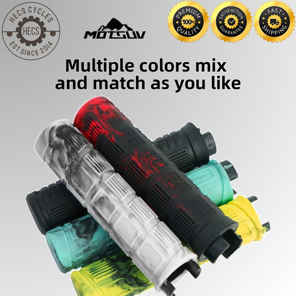 Motsuv Bicycle Handlebar Grips Lock-On Anti-Slip Soft Silicone Rubber MTB Mountain Bike Cycling Grips with Aluminium Alloy Clamps
