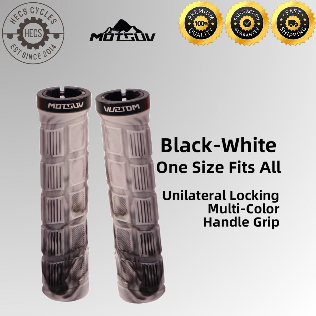 Motsuv Bicycle Handlebar Grips Lock-On Anti-Slip Soft Silicone Rubber MTB Mountain Bike Cycling Grips with Aluminium Alloy Clamps